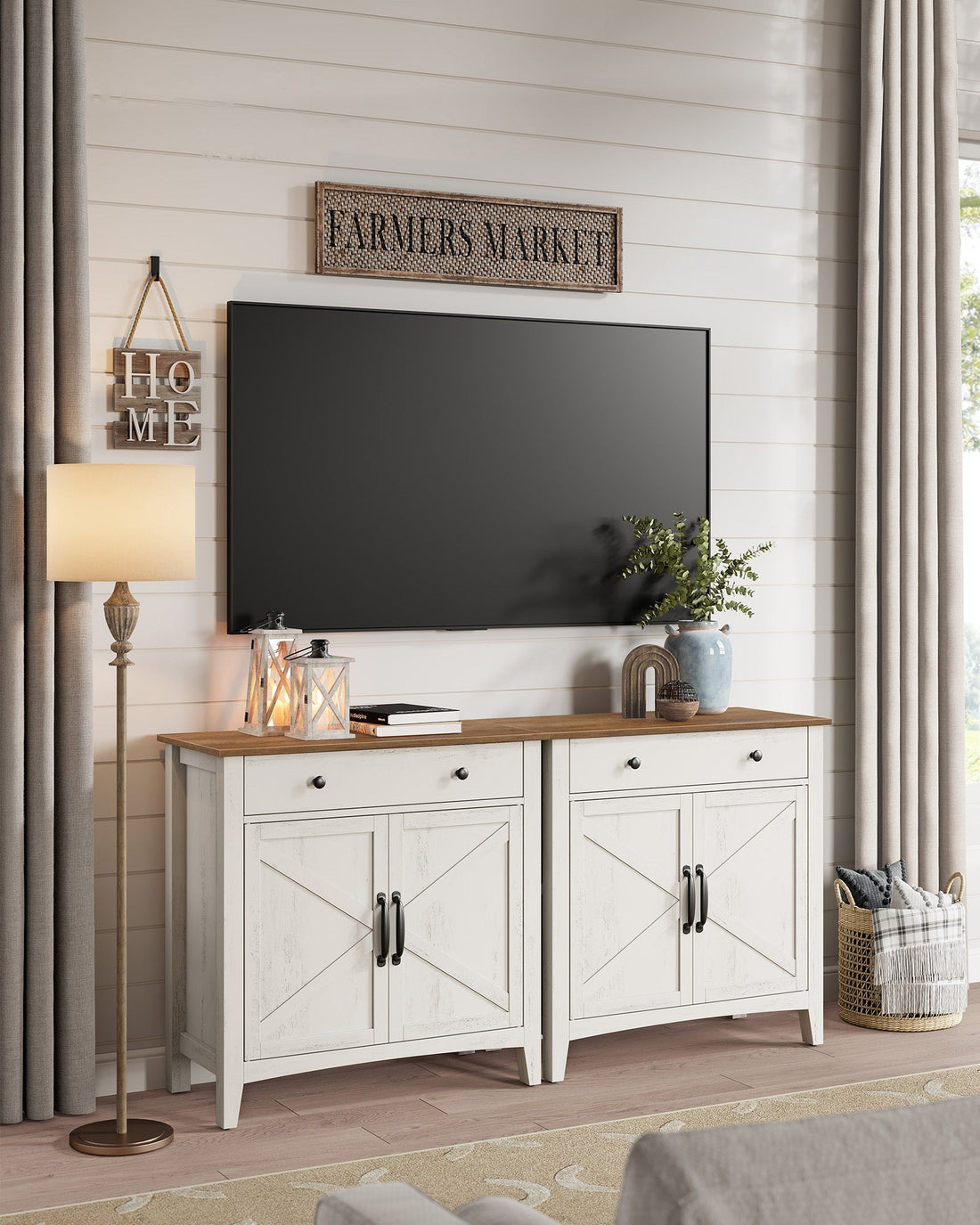 Keukenkast met opbergruimte - vintage wit-honingbruin - MDF, spaanplaat - 40 x 80 x 80 cm