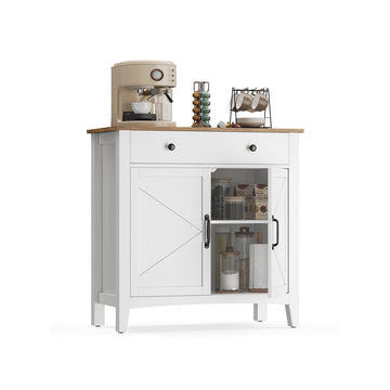 Taartkast - Buffetkast - Dressoir - MDF - Wit en bruin - 40 x 80 x 80 cm