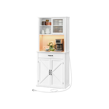 Dressoir met verlichting - opbergkast - wit - 39,7 x 80,4 x 180,3 cm