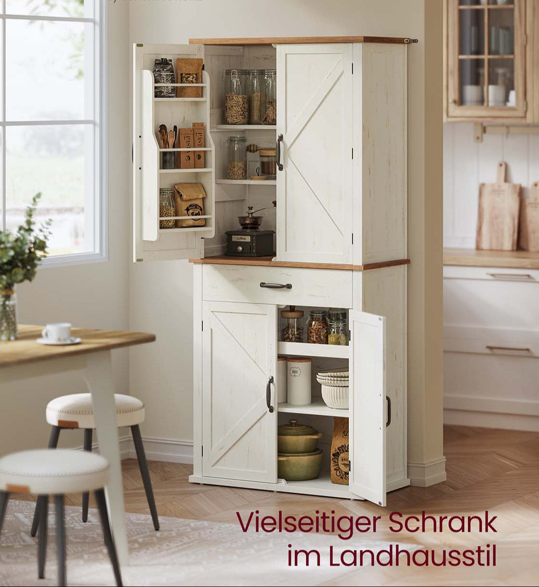 Weißer Aufbewahrungsschrank – MDF – verstellbare Einlegeböden – 40 x 80 x 178,6 cm