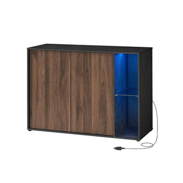 LED-dressoir met verlichting, montage zonder gereedschap, 39 x 100 x 71 cm, walnoot-zwart