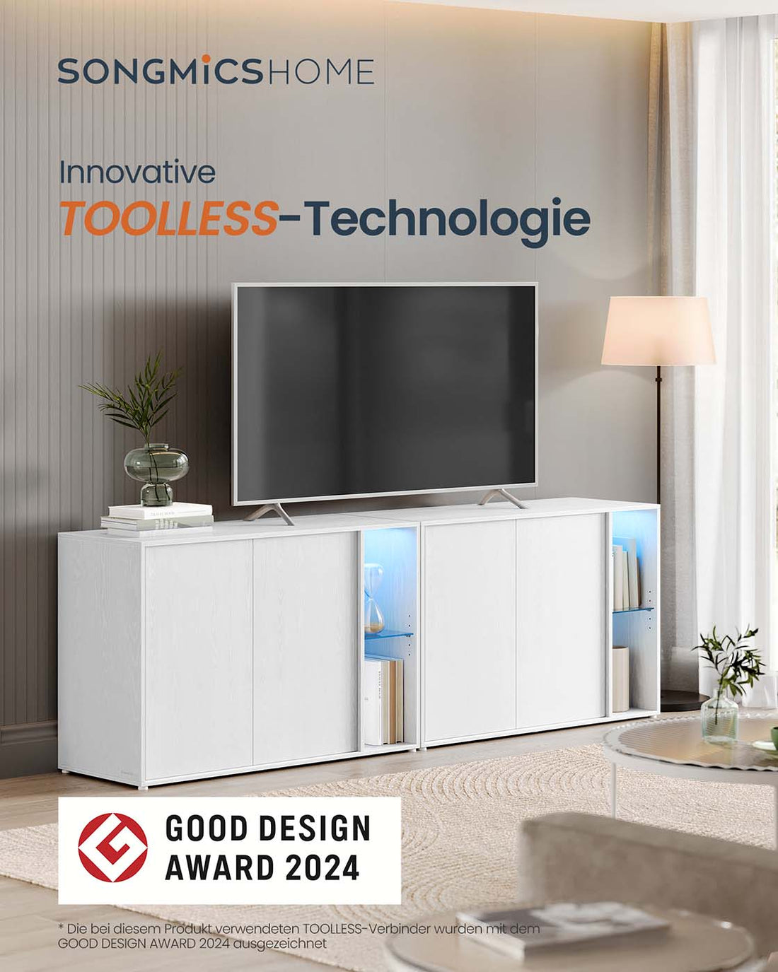 Witte opbergkast met glazen planken - MDF - 39 x 100 x 71 cm