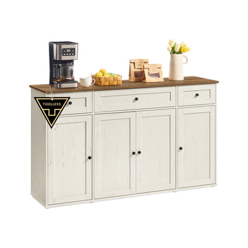 Dressoir met verstelbare planken | Vintagewit-honingbruin | 140x39x81,3 cm