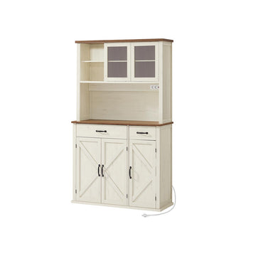 Opbergkast - houten kast - vintage wit - stevig en ruim - 39,5 x 106,5 x 180,6 cm