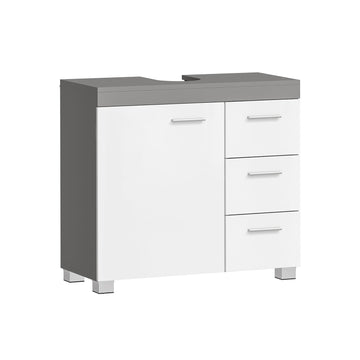 Wastafelonderkast wit cementgrijs - MDF - 30 x 70 x 64 cm