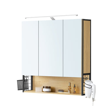 Badkamerkast met ledverlichting | Eikenkleur | 70x14,5x70 cm