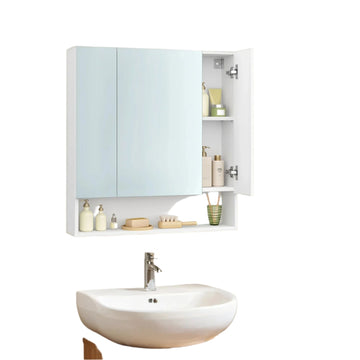 Badkamerkast met spiegel, 3 deuren, 16,5 x 70 x 75 cm