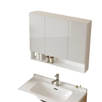 Badkamerkast met 3 deuren en spiegel - houtspaanplaat - wit - 16,5 x 90 x 75 cm