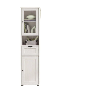 Hoge badkamerkast - opbergkast - houten kast - ruimtebesparend - 40x30x165 cm