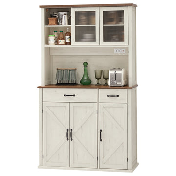 Sideboard keukenkast met verlichting | Vintagewit | 80,5x39,5x180,6 cm
