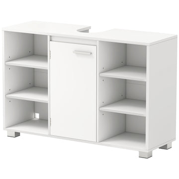 Wastafelonderkast met verstelbare planken en poten | Wit | 90x30x60 cm
