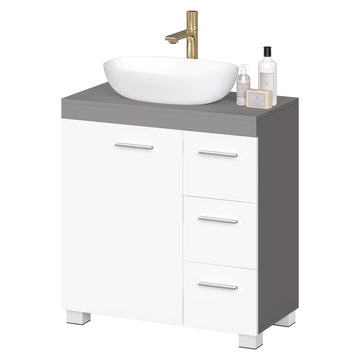 Wastafelonderkast met poten | Wit-Grijs | 60x30x64 cm