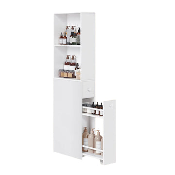 Badkamerkast hoog smal 40x18x134,4 cm wit spaanplaat