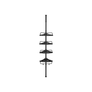 Wit doucherek, badkamerorganizer, staal/PP, verstelbaar 85-305 cm, 35 x 25 cm