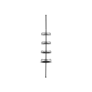 Verstelbaar doucheplankje - 4 niveaus - staal/PVC - zwart - 26,7 x 35 x (80-323) cm