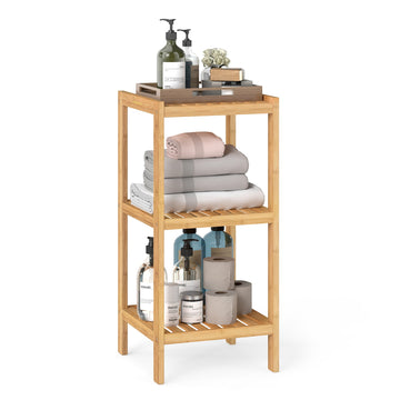 Bamboe badkamerrek met 3 niveaus | Natuurbeige | 33x33x79,5 cm