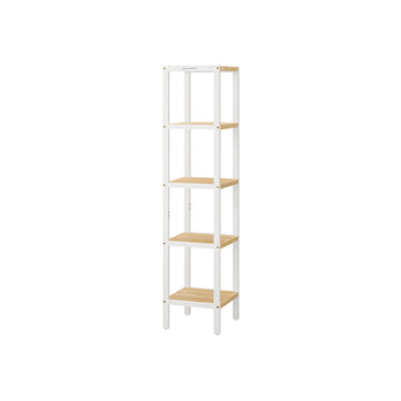 Badkamerrek 5 niveaus - opbergrek - wit/bruin - 33 x 33 x 146 cm