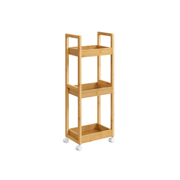 3-laags badkamerrek - ruimtebesparend - smal opbergrek - MDF & bamboe - 20 x 30 x 80 cm
