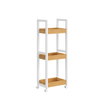 Badkamerrek smal - ruimtebesparend - 3 niveaus - MDF & bamboe - 20 x 30 x 80 cm