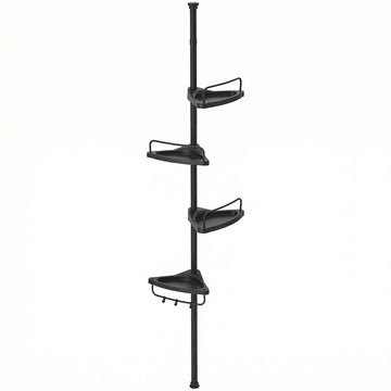 Badkamerrek zonder boren | Zwart | 35,5x27,2x80-329,9 cm