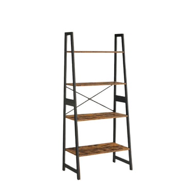 Bamboe boekenkast met frame - bruin en zwart - MDF - 63 x 34 x 137 cm