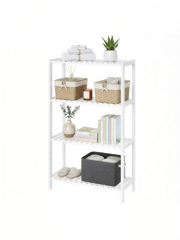4-laags bamboe opbergrek | Wit | 60x26,2x100 cm