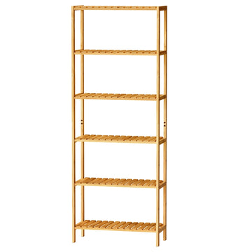 Bamboe schoenenrek 6 niveaus plantenstandaard | Beige | 60x26x160,9 cm