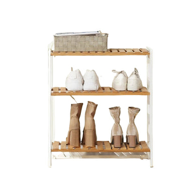 Bamboe rek wit - natuurlijke opberger - 60 x 26 x 66 cm