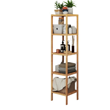 Bamboe badkamerrek 5 niveaus - smalle opbergruimte - 33 x 33 x 146 cm