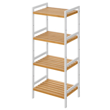 Boekenkast met 4 planken, vrijstaand rek | Naturel en wit | 45x31,5x110 cm