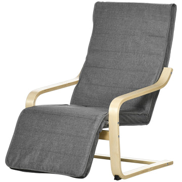 Relaxfauteuil met verstelbare voetensteun | Kleur: Grijs | Afmetingen: 94x66.5x100 cm