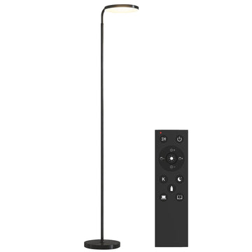 LED-vloerlamp met draaibare kop | Kleur: Zwart | Afmetingen: 25x41x166-177 cm