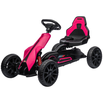 Trapauto voor kinderen - Roze skelter met verstelbare stoel | Kleur: Roze, zwart | Afmetingen: 58x100x58.5 cm