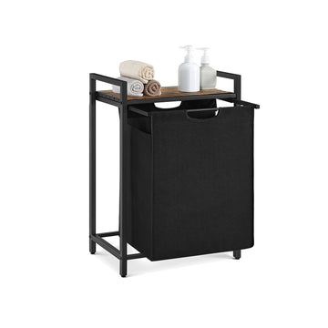 Wasmand met plank - bruin-zwart - ruimtebesparend - 73 x 33 x 81 cm