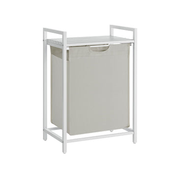 Wasmand met uitneembare plank, wit metalen frame, 60 x 40 x 80 cm