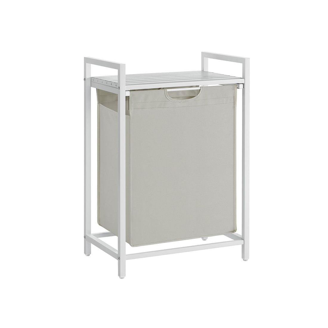 Wasmand met uitneembare plank - opberger - wit metalen frame - 60 x 40 x 75 cm