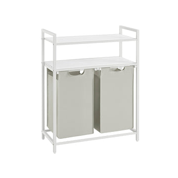 3-laags wasmand met planken - wit - MDF en staal - 73x33x92 cm