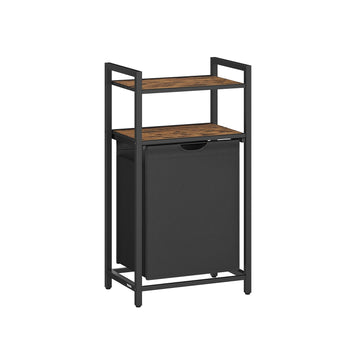 Wasmand met planken - 65 l - ruimtebesparend - vintage bruin-zwart - 50 x 33 x 92 cm