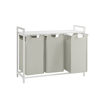 3-laags wasmand met sorteerbak - wit - stalen frame - 92,5x33x72 cm