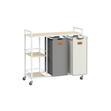 Wasmand met 2 vakken – opbergmand – stalen frame – 87 x 33 x 80,5 cm