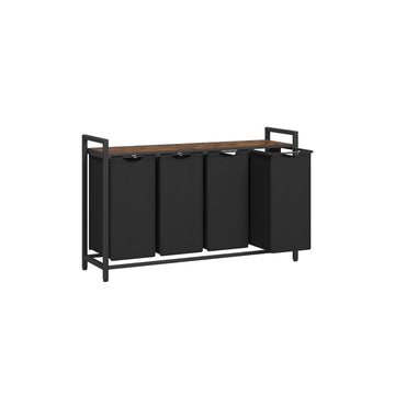 Vintage wasmand bruin-zwart met plank – stalen frame, Oxford-stof, 116 x 33 x 72 cm