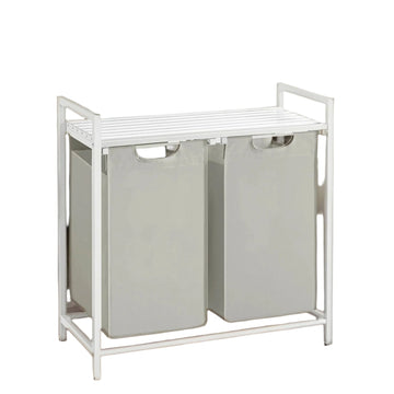 Wasmand met 2 vakken en plank - ruimtebesparend - 73 x 33 x 72 cm