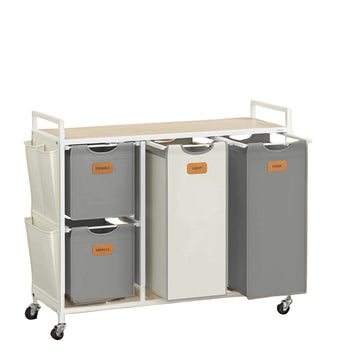 Wasgoed-sorteerder – Wasorganizer – Staal – 98,6 x 33 x 80,5 cm – Wit/grijs