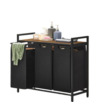3-vaks wasmand met opbergrek - 92,5 x 33 x 71 cm