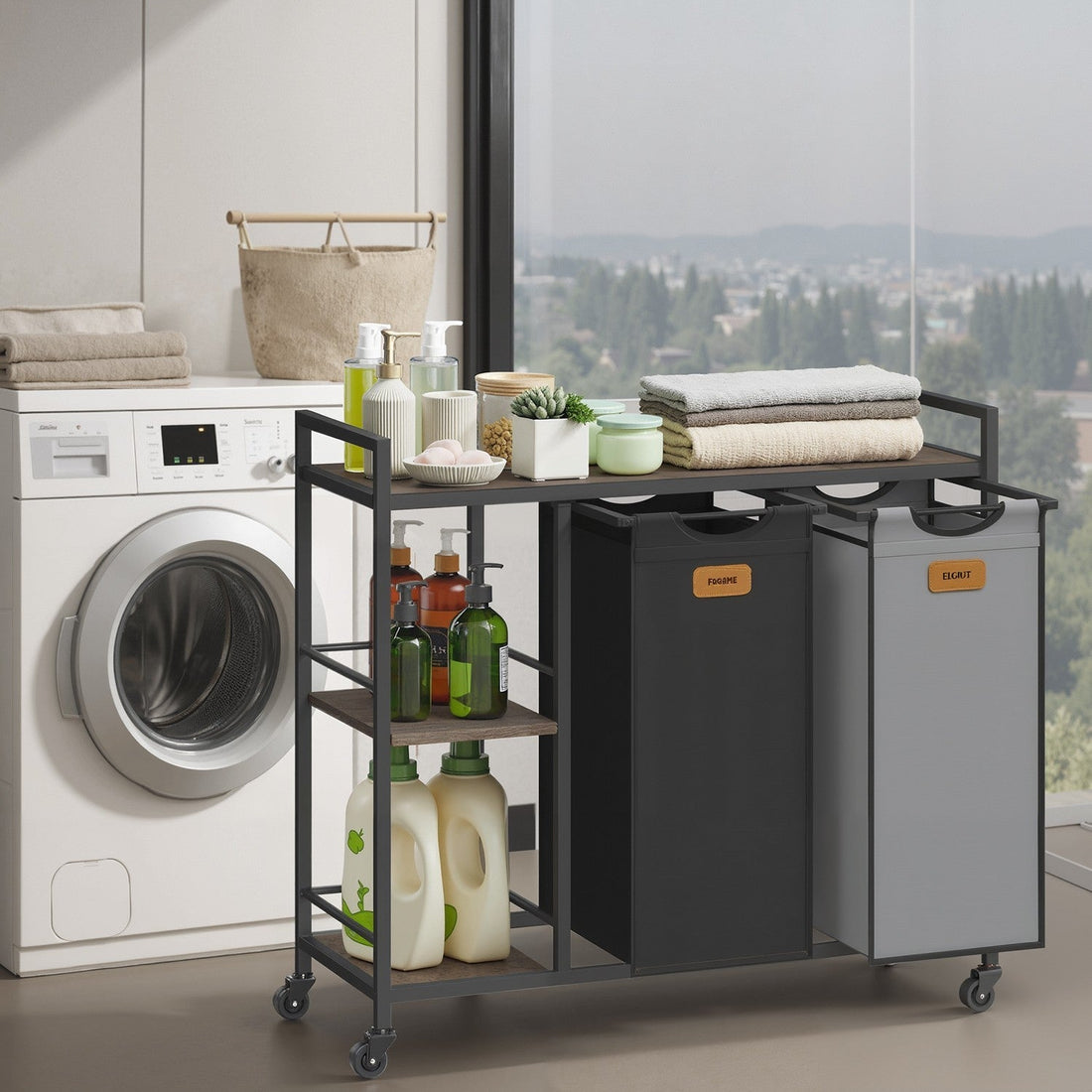 Wasmand - Wasverzamelaar - Wasverdeler - 2 vakken - 87 x 33 x 80,5 cm