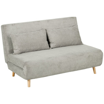 2-zits slaapbank met verstelbare rugleuning | Kleur: Grijs | Afmetingen: 141x90x81 cm