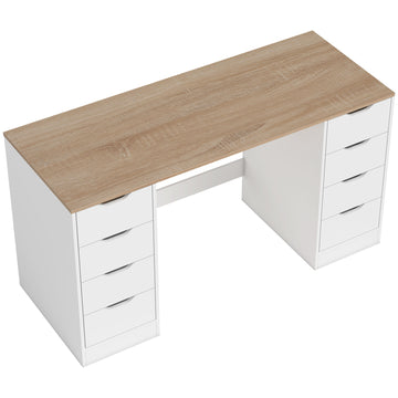 Computertisch 140 cm met 8 laden - Wit | Kleur: Wit | Afmetingen: 140x53x75 cm