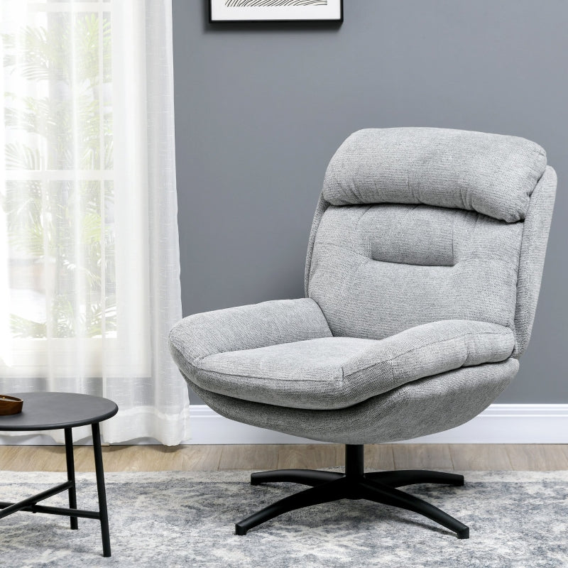 Drehbarer Lounge-Sessel - Chenille-Sessel | Farbe: Grau | Maße: 79x91x98 cm