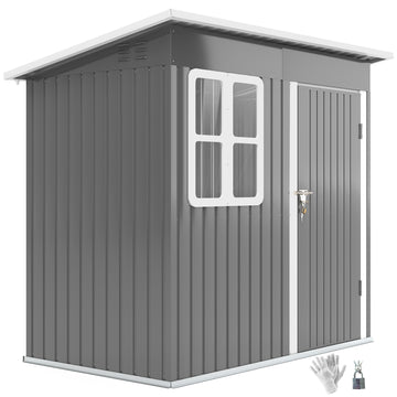 Metalen tuinschuur - Weerbestendige tuinberging | Kleur: Grijs, wit | Afmetingen: 133x221x190 cm