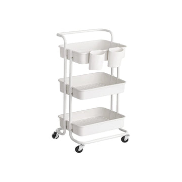 3-laags rollwagen - trolley - opbergwagen - stalen frame - 41,6 x 33,5 x 86,3 cm